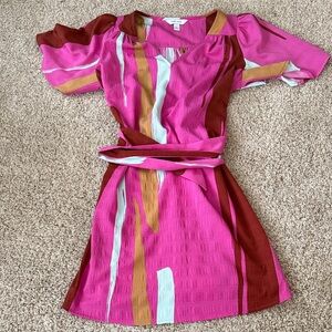 Nine West Pink and Brown Striped Blouse